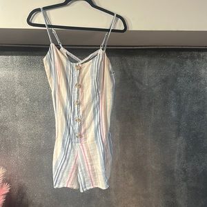 Sandy + Sid pinstripe pocket romper